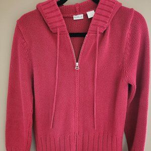 Hooded Cardigan Sweater - Zip Front - Size Medium - Warm and Cozy